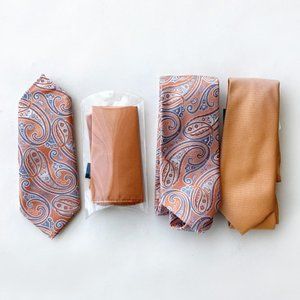 New In Box "Bundle" Izod & Chaps Coral Ties & Pocket Squares.
